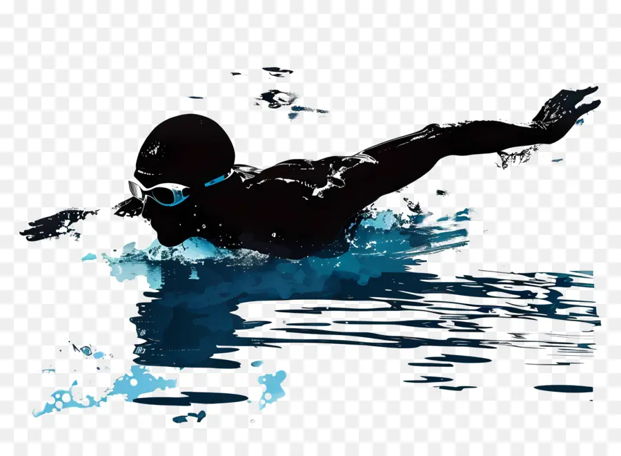 Silhouette Nageur，La Natation PNG