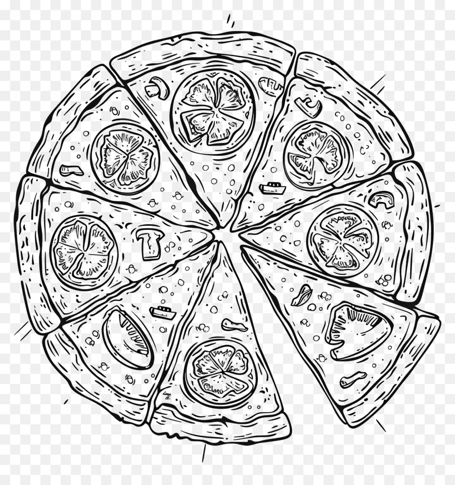 Pizza，Noir Et Blanc PNG