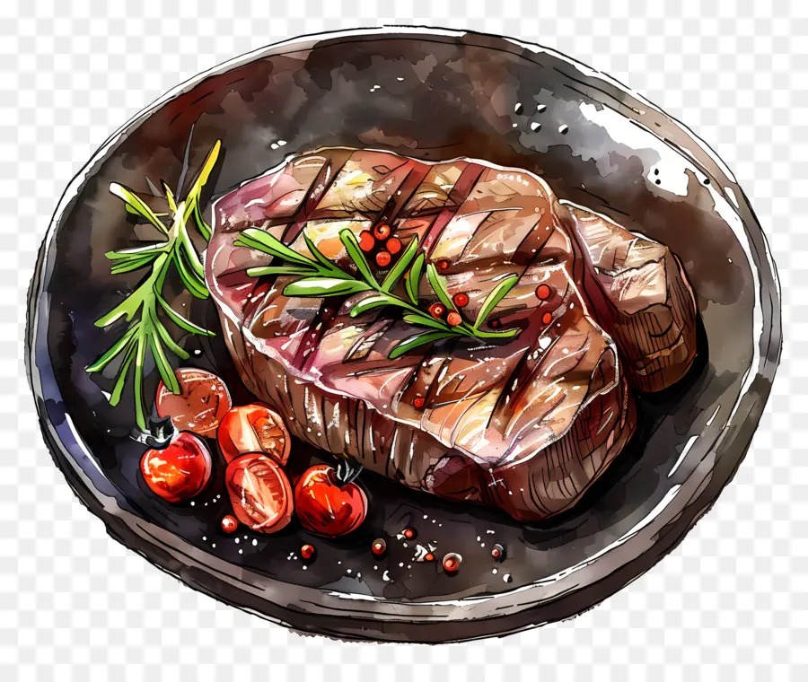 Steak，Peinture à L'aquarelle PNG