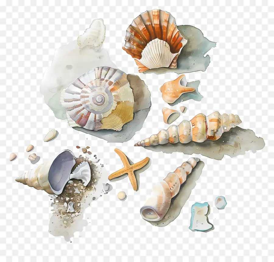 Peignage De Plage，Coquillages PNG