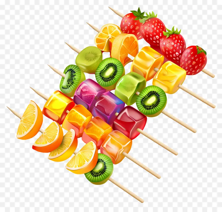 Brochettes De Fruits，Tranches De Melon D'eau PNG