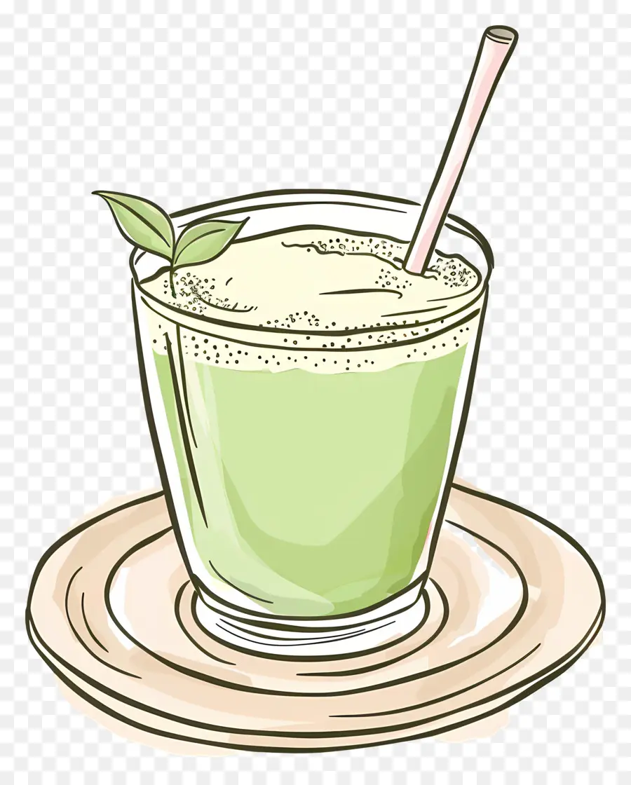 Thé Matcha，Smoothie Vert PNG