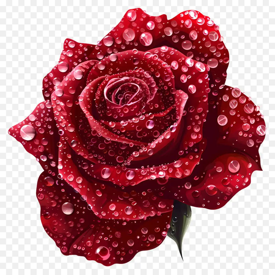 Rose Rouge，Des Gouttelettes D'eau PNG