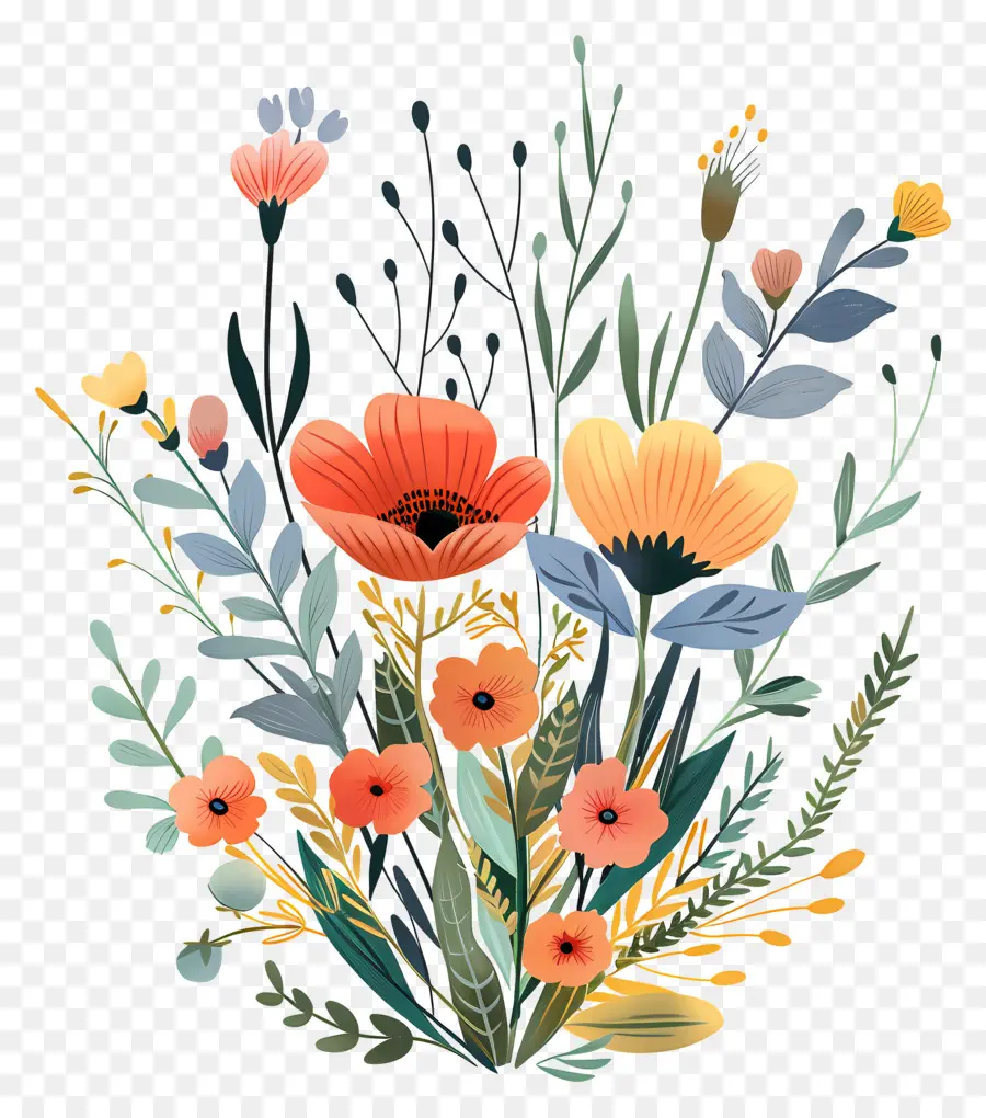 Bouquet De Fleurs，Fleurs Colorées PNG