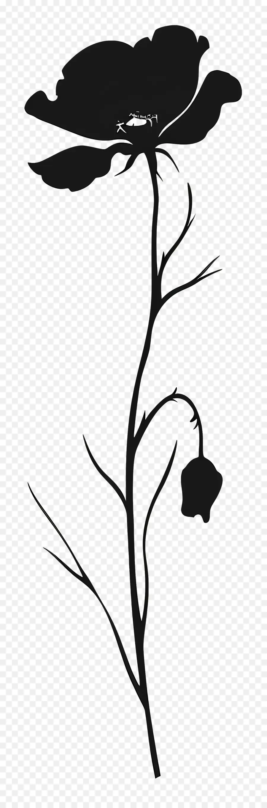 Fleur Silhouette，Noir PNG