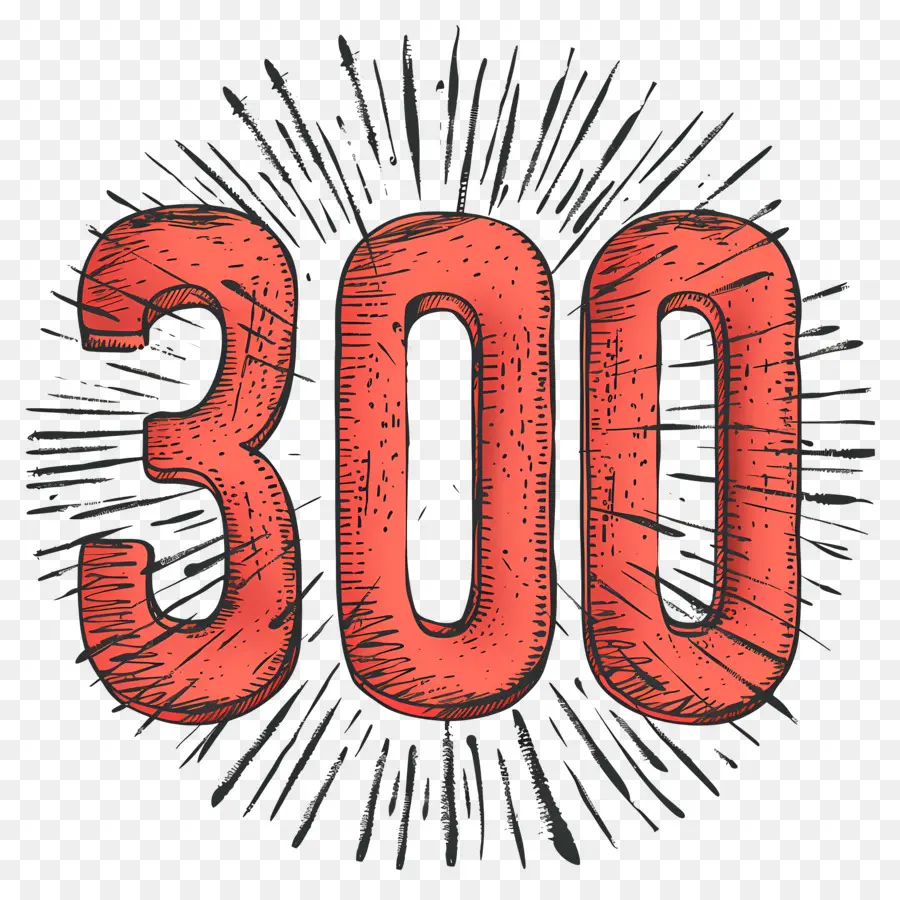 Numéro 300，Dessinés à La Main PNG