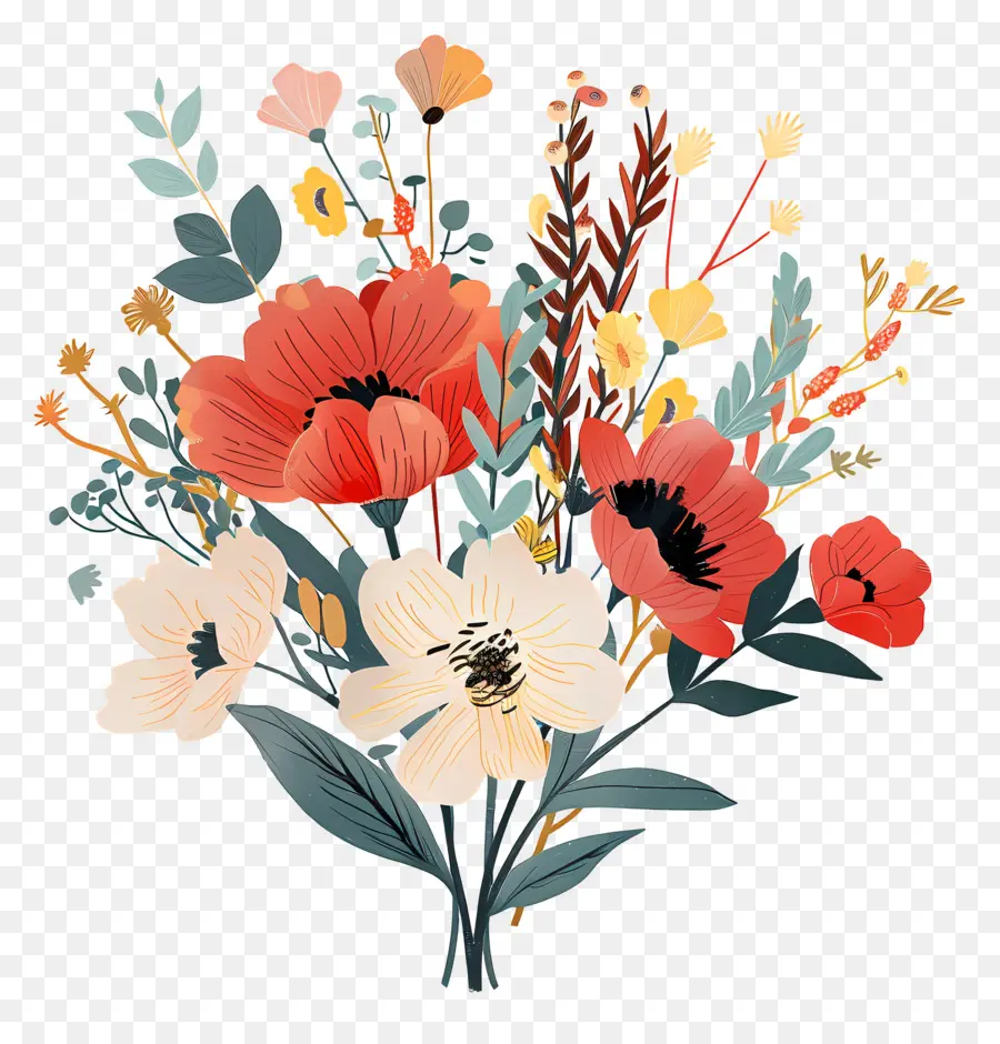 Bouquet De Fleurs，Fleurs Colorées PNG