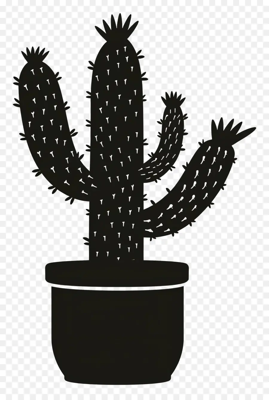 Silhouette De Cactus Simple，Cactus PNG