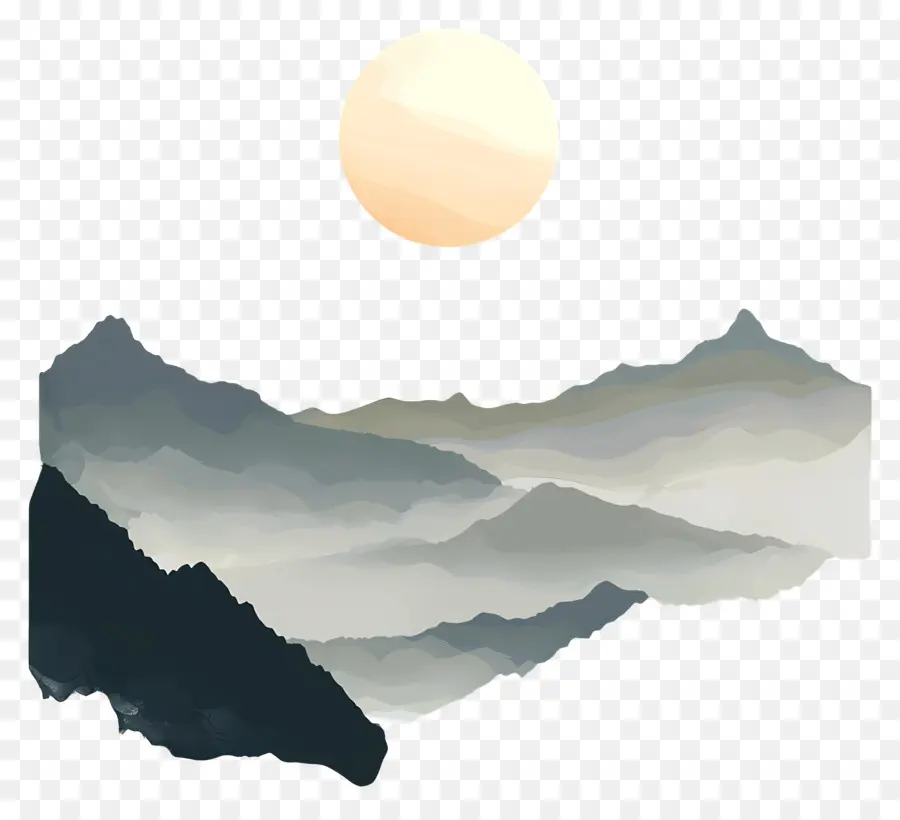 Les Montagnes De La Silhouette，Ciel De Nuit PNG