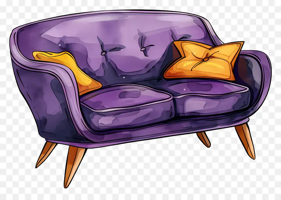 Violet Canapé，Coussins Orange PNG