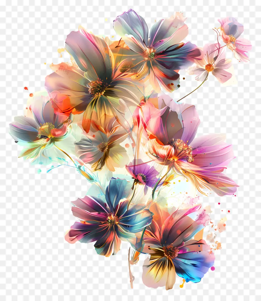 Chaînes De Fleurs，Fleurs Colorées PNG