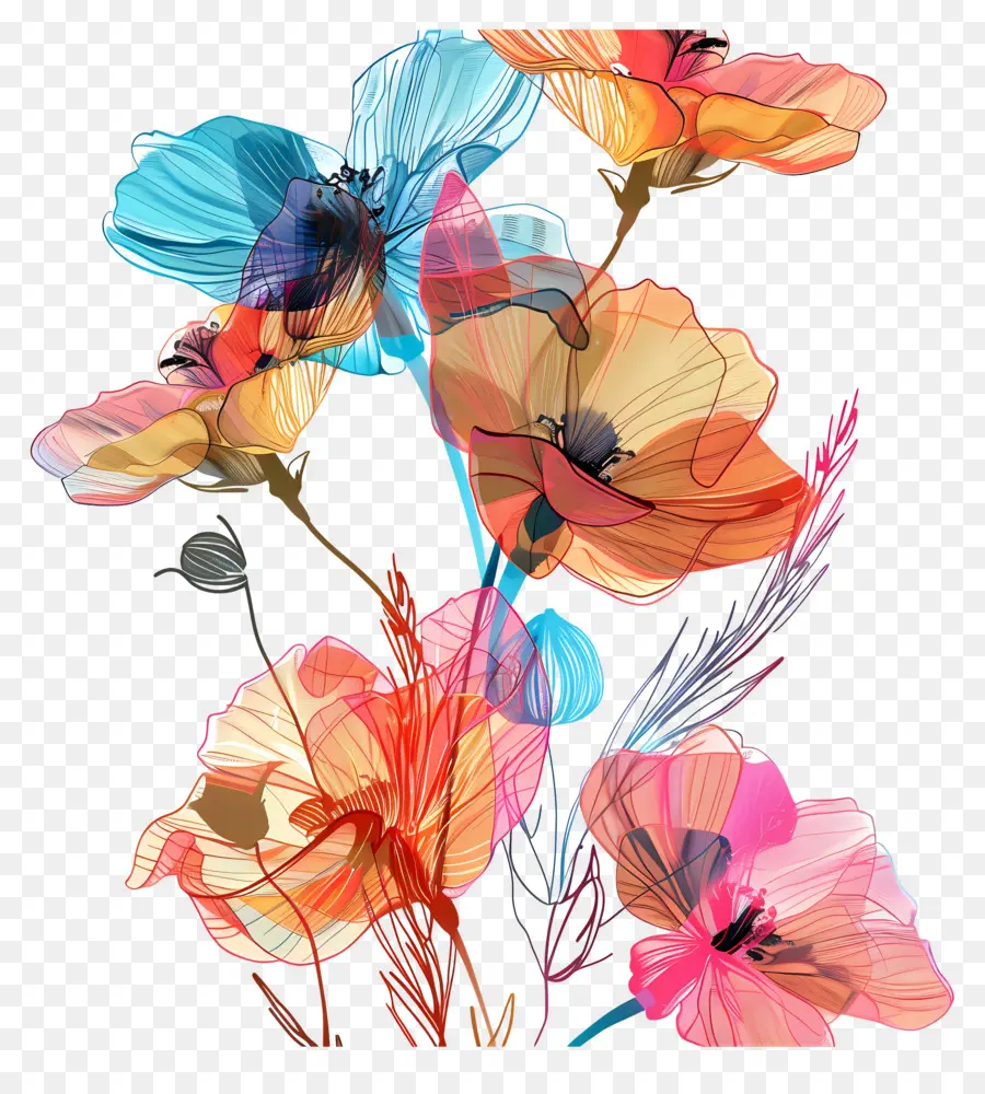 Chaînes De Fleurs，Fleurs Colorées PNG