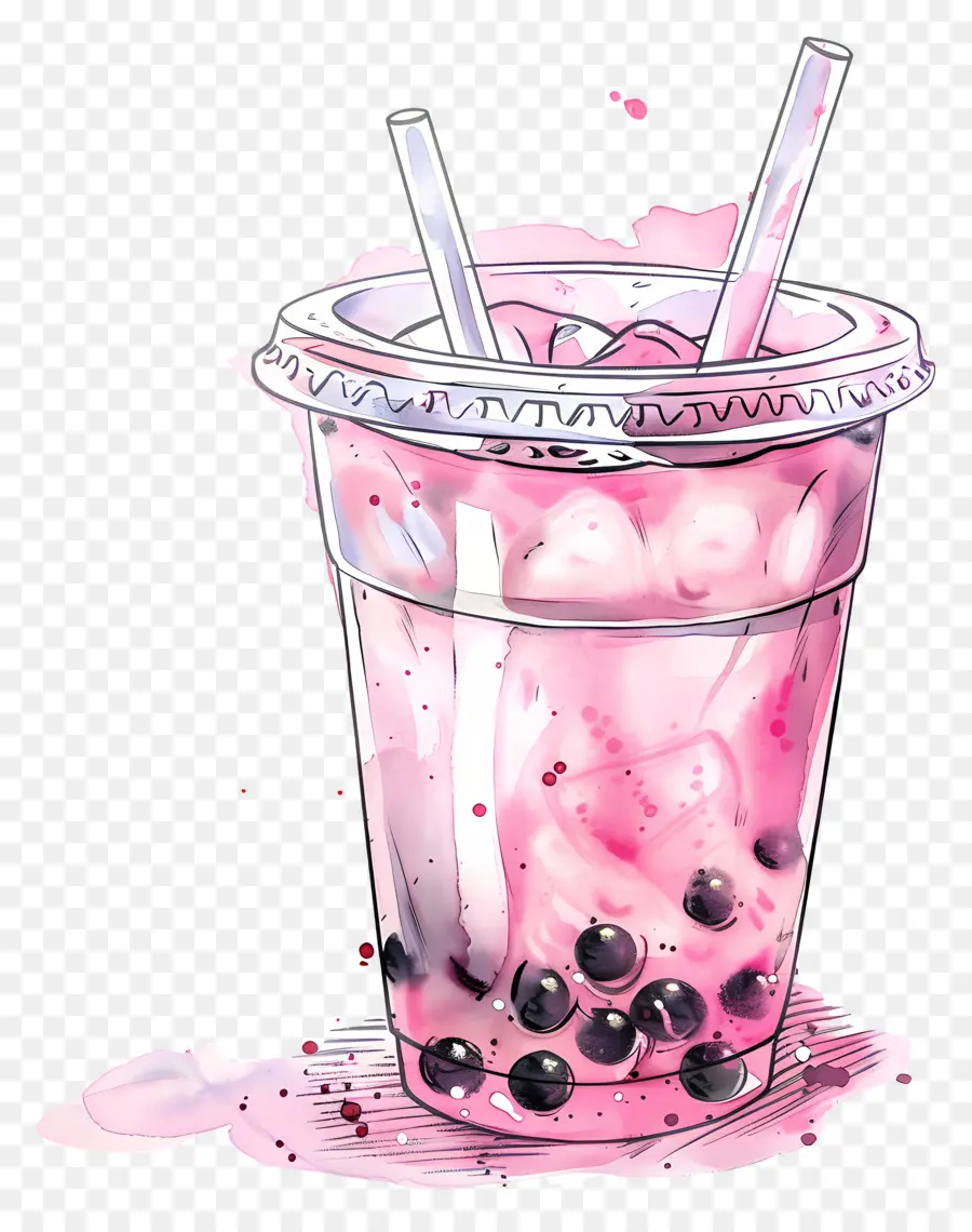 Thé Boba Rose，Thé Aux Bulles PNG