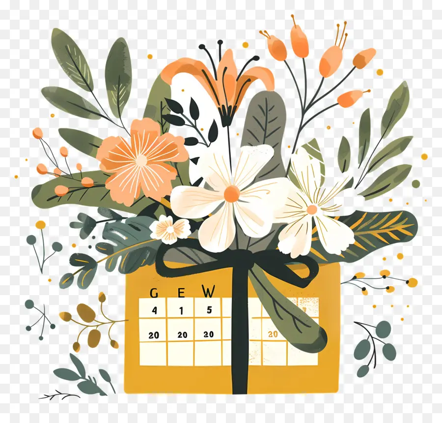 Cadeau，Calendrier Floral PNG