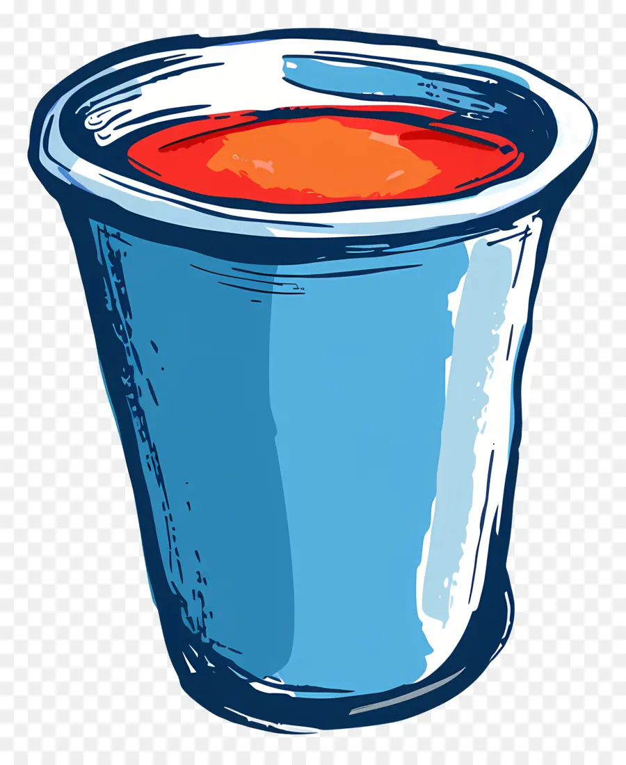 Ketchup，Tasse Bleue Avec Liquide Rouge PNG