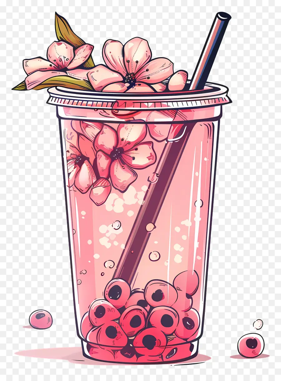 Thé Boba Rose，Thé Aux Bulles PNG