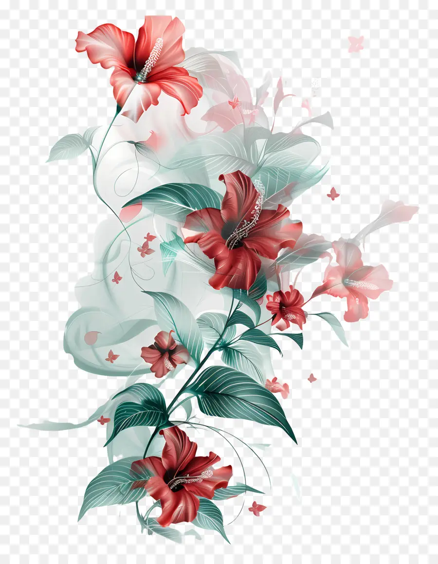 Chaînes De Fleurs，Fleurs Rouges PNG