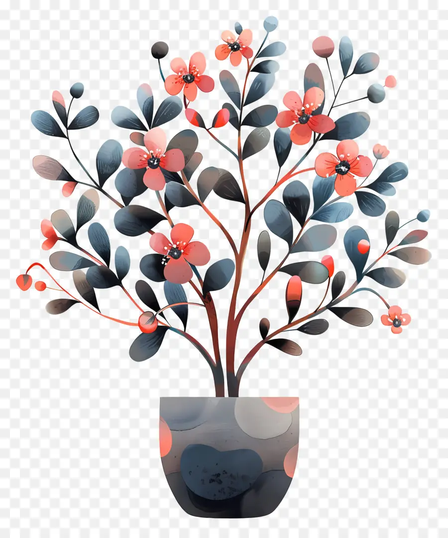 Fleur Arbuste，Plante En Pot PNG