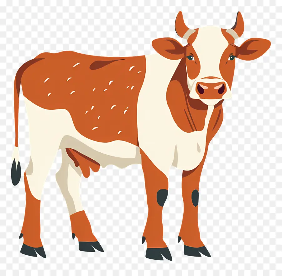 Vache，Vache Brune Et Blanche PNG