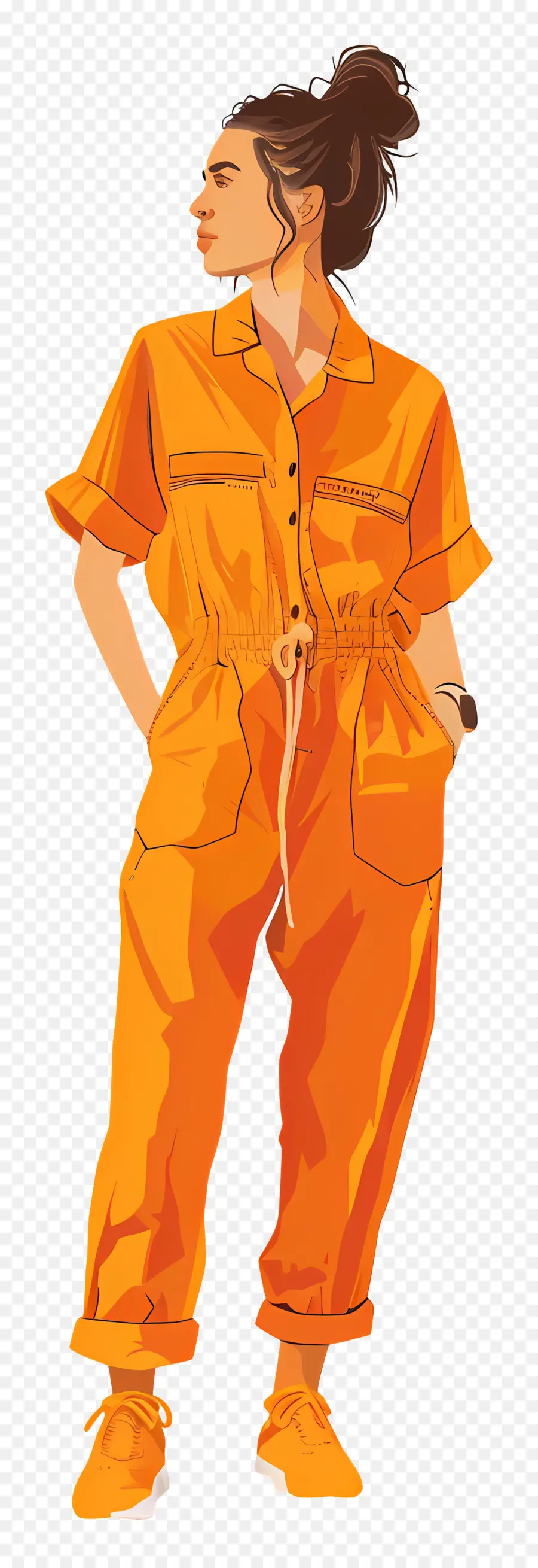 Salopette，Combinaison Orange PNG