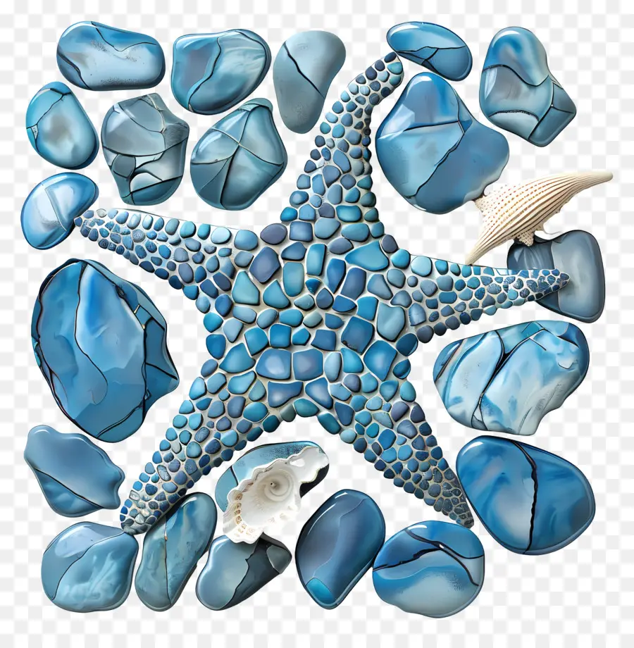 Cailloux，Bleu Des étoiles De Mer PNG