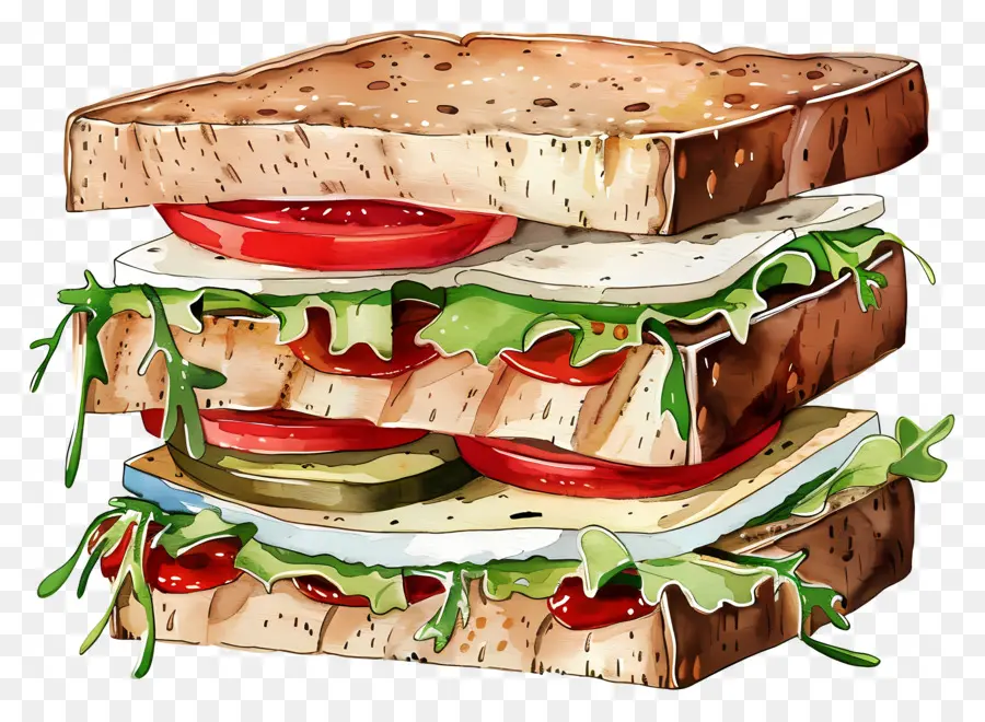 Sandwich，Art Sandwich à L'aquarelle PNG