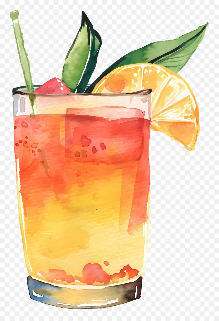 Cocktail，Illustration Aquarelle PNG