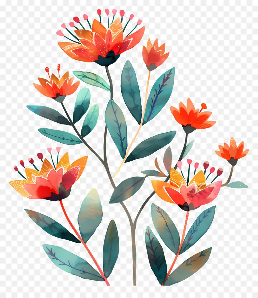 Arbuste à Fleurs，Fleurs Oranges PNG