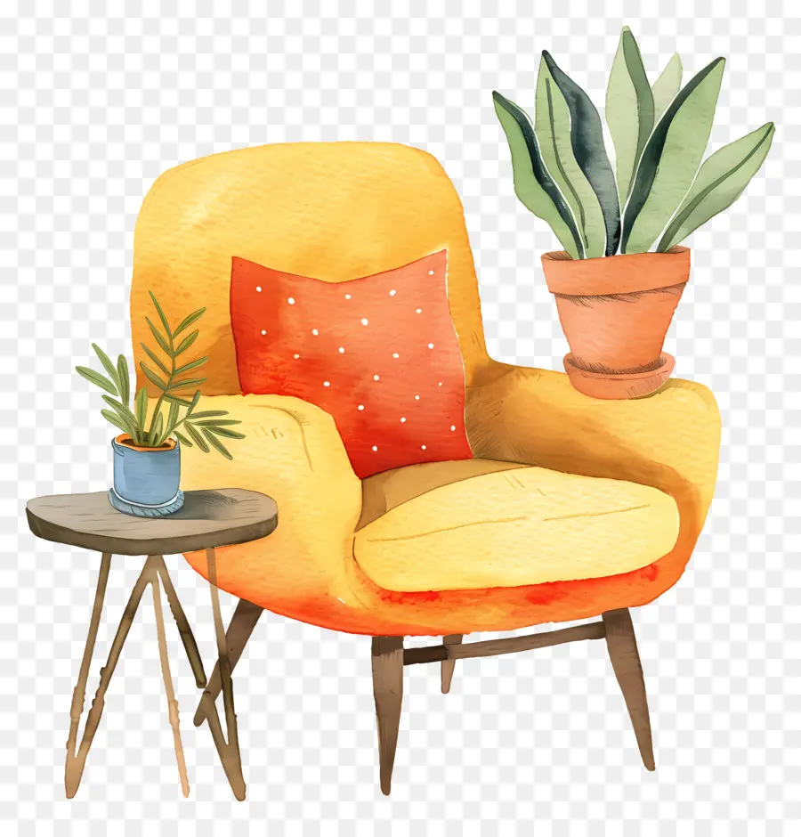 Mobilier，Chaise Orange PNG