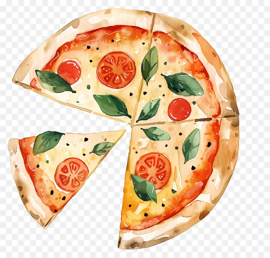 Pizza，Peinture à L'aquarelle PNG
