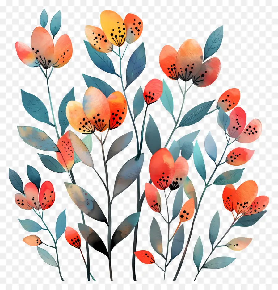 Fleur Arbuste，Peinture à L'aquarelle PNG