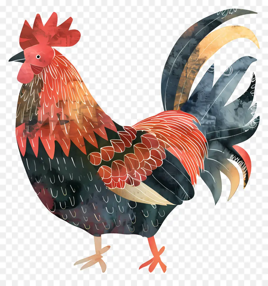 Coq，Peinture à L'aquarelle PNG