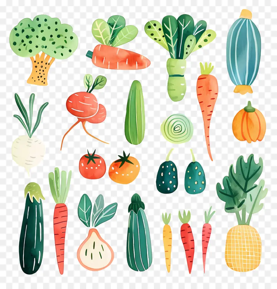 Légumes，Aquarelle Légumes PNG
