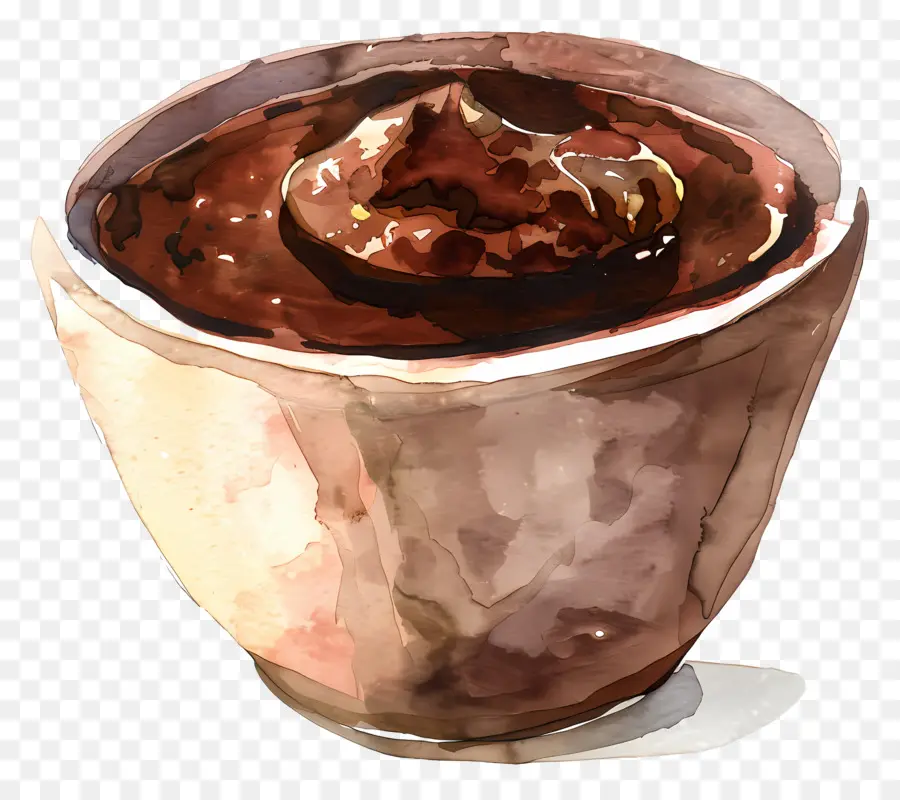 Pouding Au Chocolat，Peinture à L'aquarelle PNG