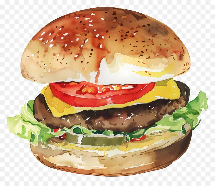 Burger，Peinture à L'aquarelle PNG
