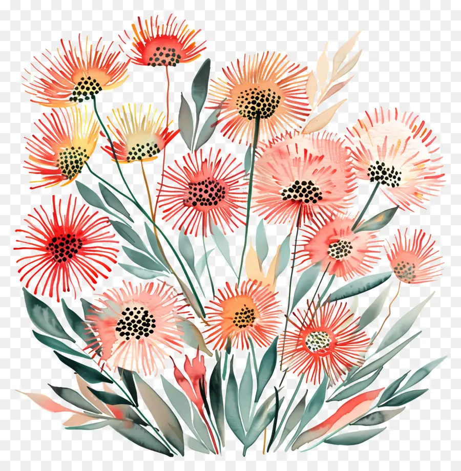 Feux D'artifice，Fleurs Colorées PNG