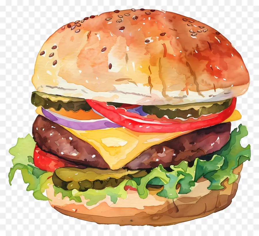 Burger，Aquarelle PNG