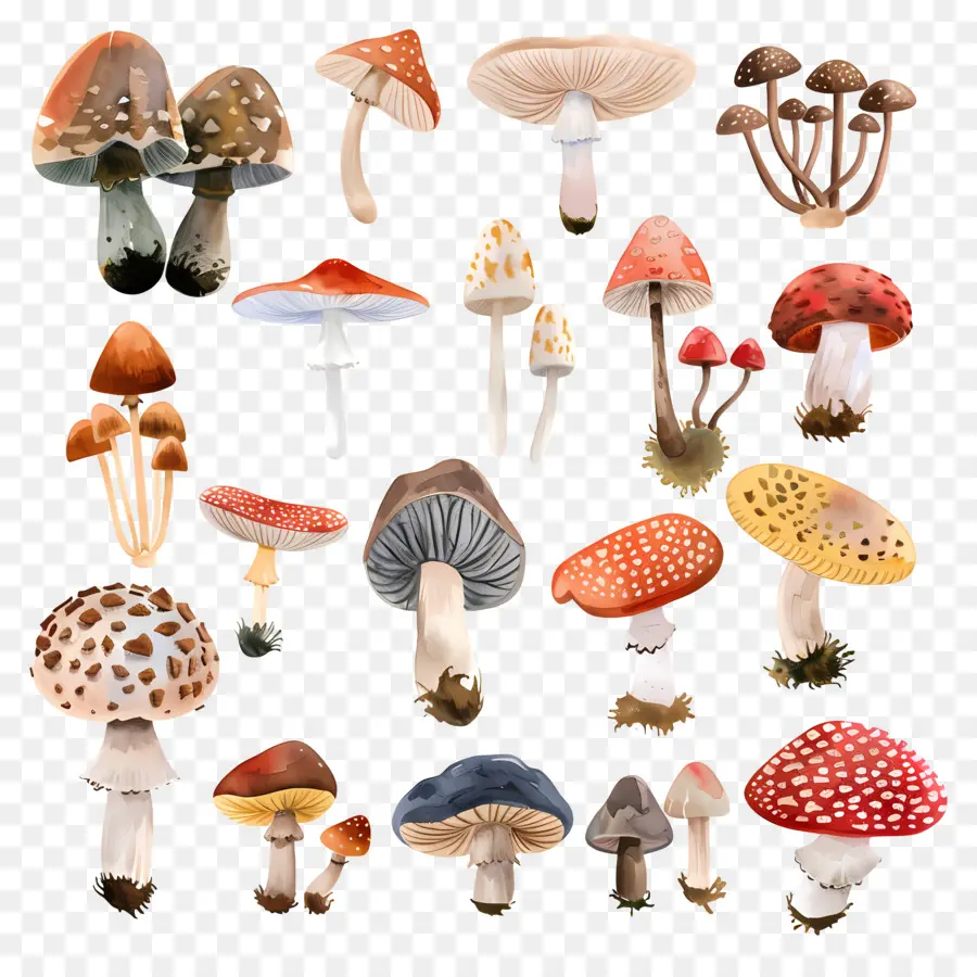 Champignons，Noir Et Blanc PNG