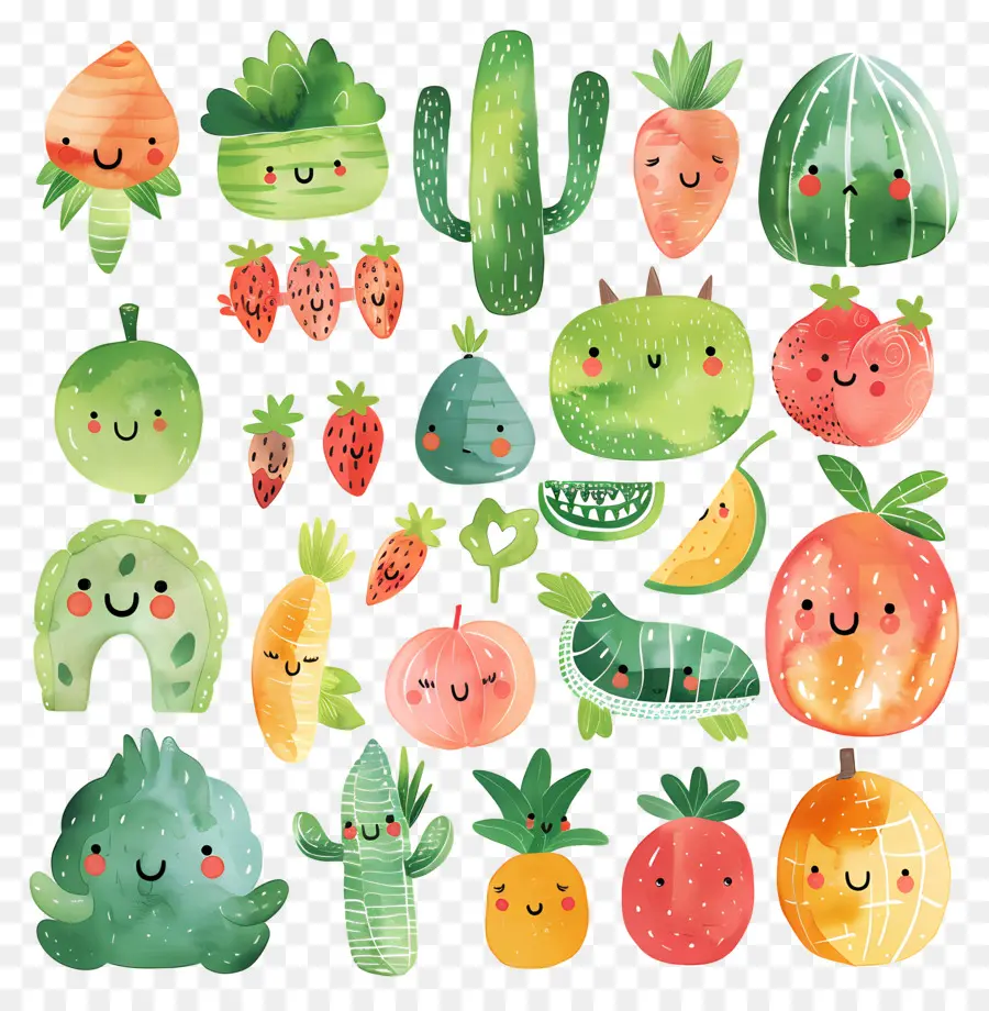 Emoji，Dessin Animé De Fruits Et De Légumes PNG