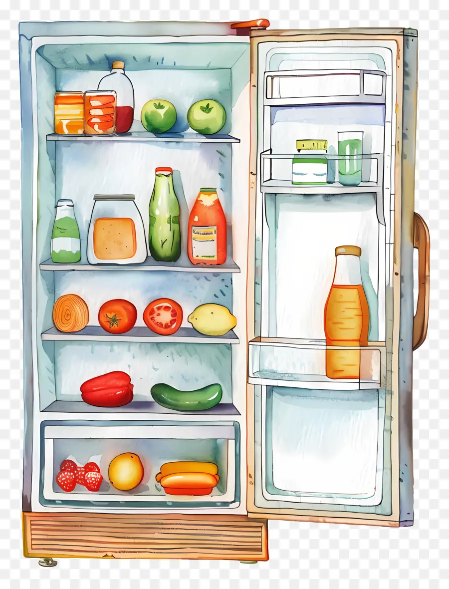 Réfrigérateur，Peinture à L'aquarelle PNG