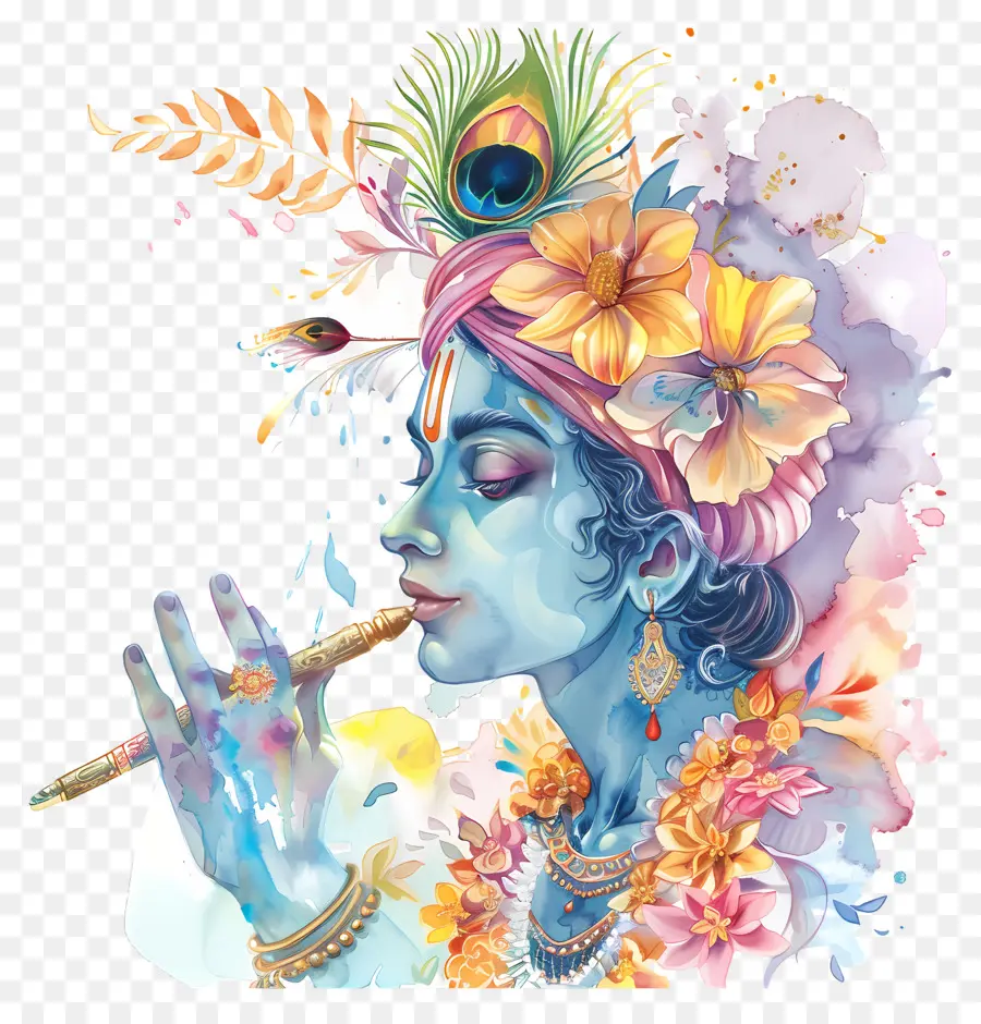 Krishna Janmashtami，Divinité Bleue PNG