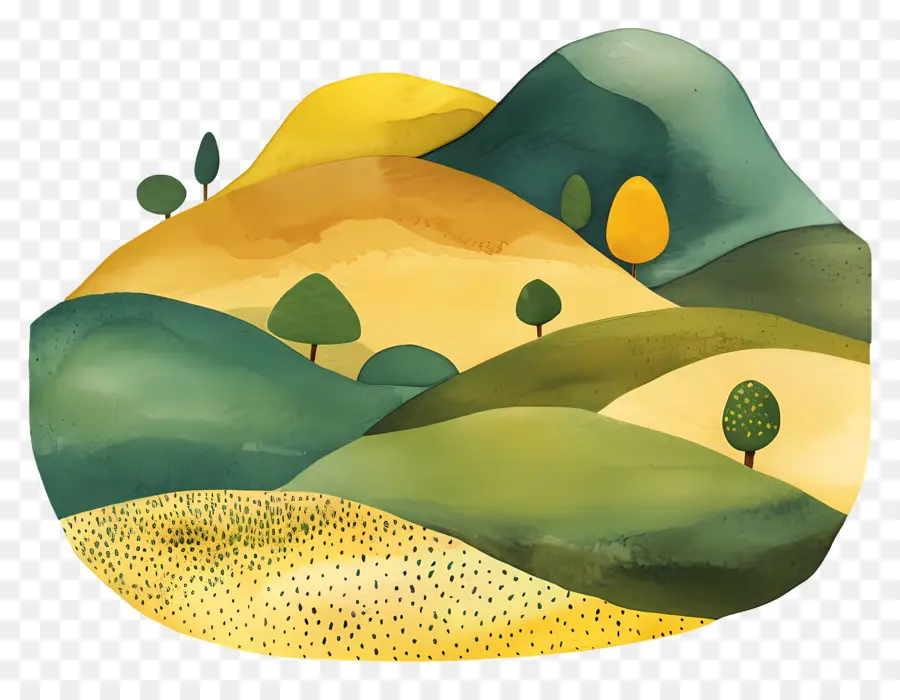 Collines，Peinture à L'aquarelle PNG