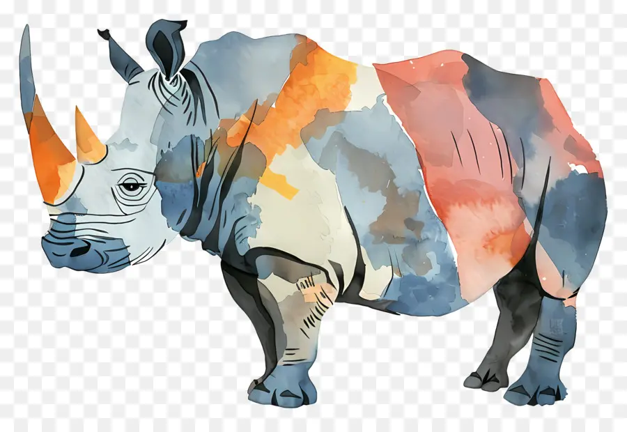 Rhino，Peinture à L'aquarelle PNG
