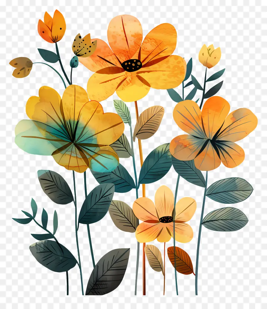 Fleurs，Illustration Aquarelle PNG