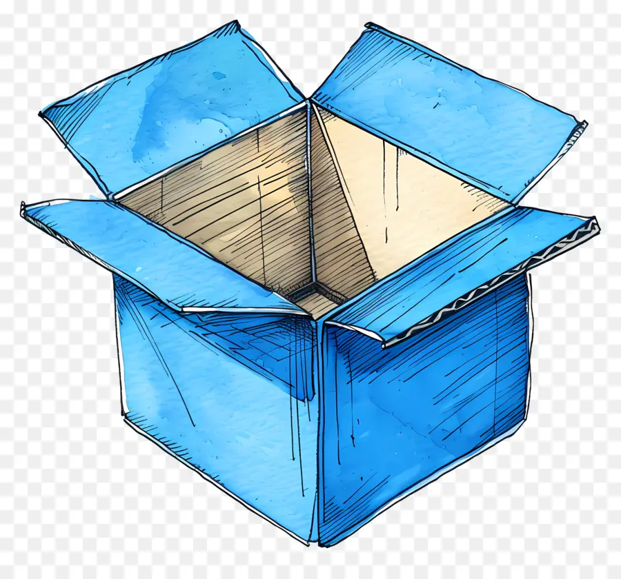 Boîte En Carton，Boîte Bleue PNG