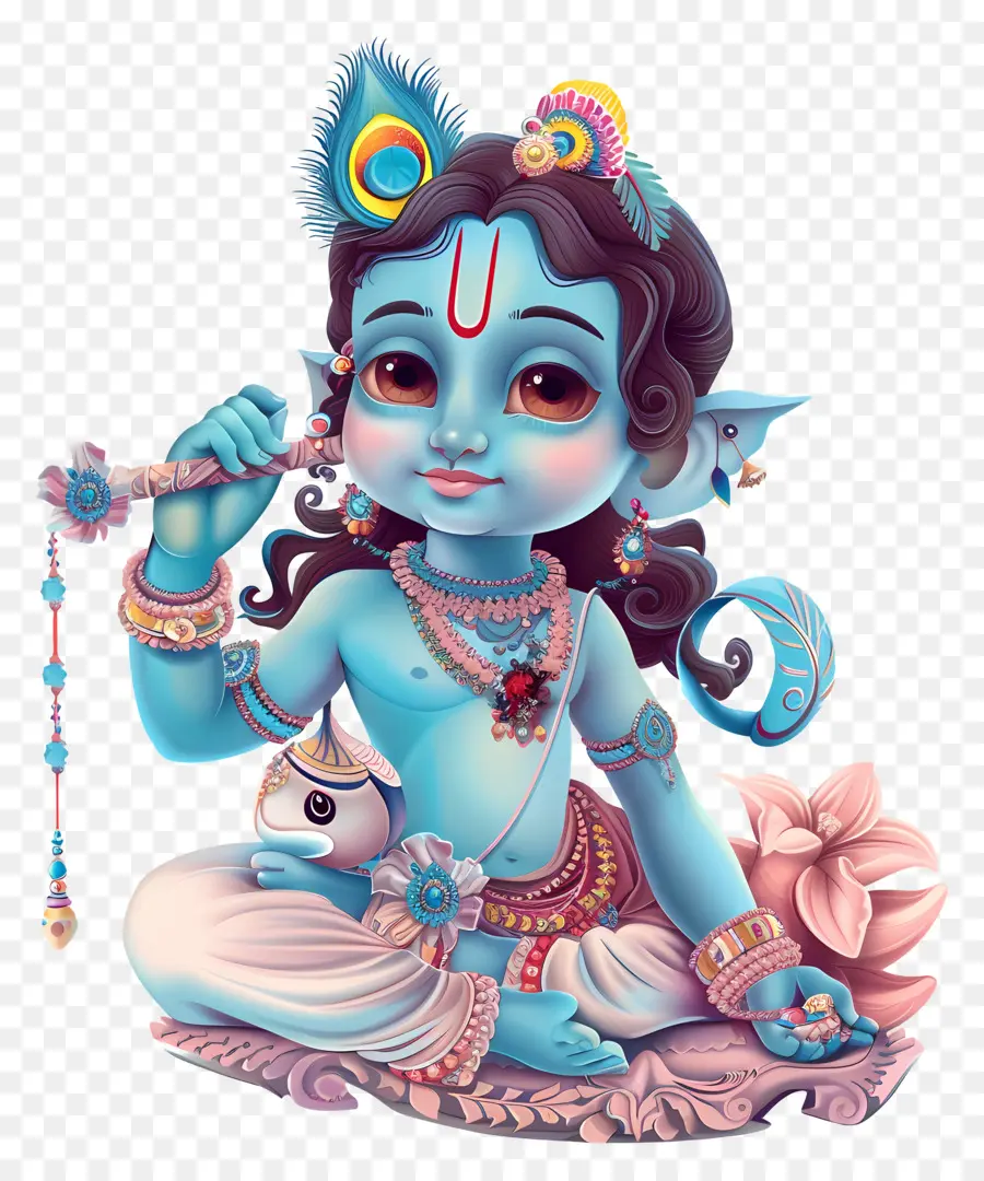 Krishna Janmashtami，Divinité Bleue PNG