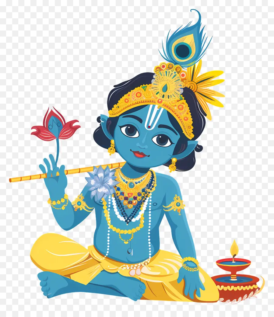 Krishna Janmashtami，Divinité à La Peau Bleue PNG