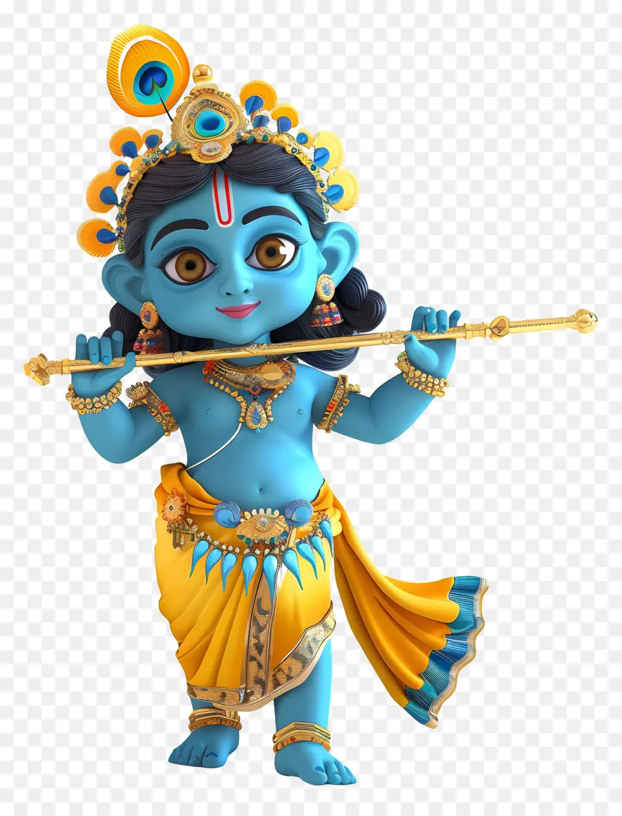 Krishna Janmashtami，Personnage De Dessin Animé Bleu PNG