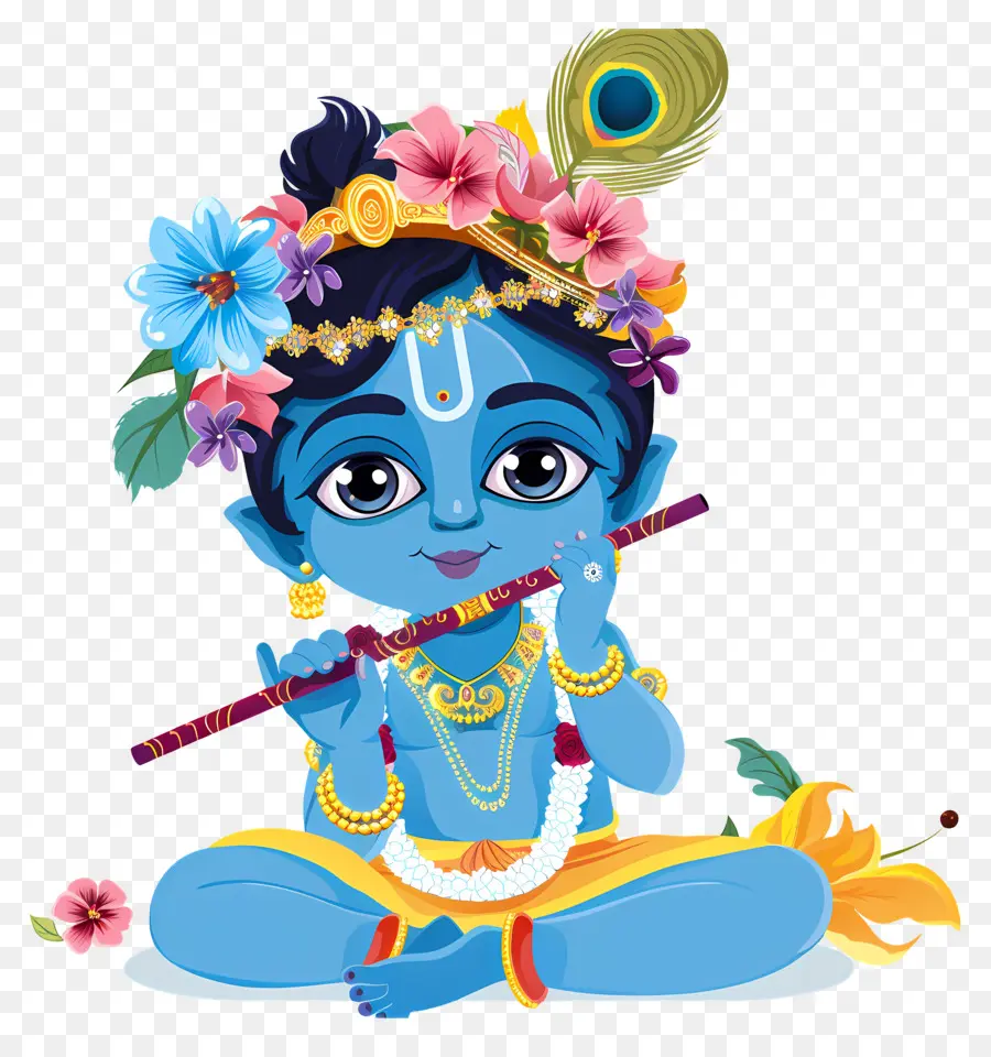 Janmashtami Krishna，Bleu Enfant PNG