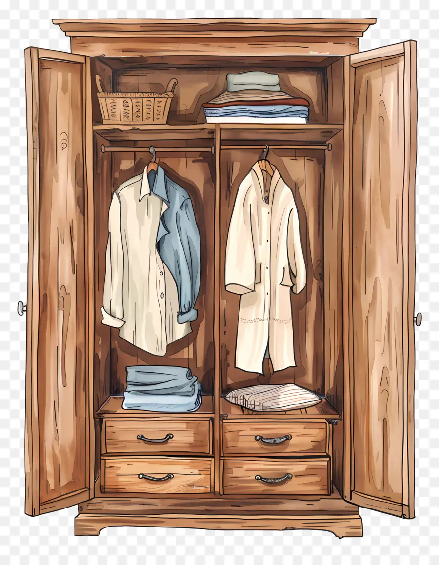 Garde Robe，Armoire Avec Des Vêtements PNG